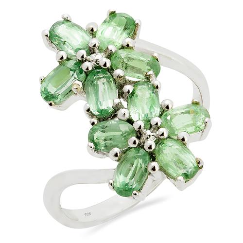 925 SILVER NATURAL MINT KYANITE GEMSTONE FLORAL RING