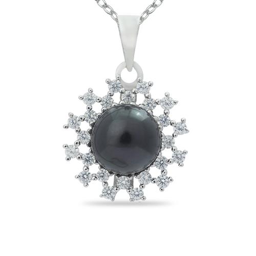 BUY NATURAL BLACK PEARL STYLISH PENDANT IN 925 SILVER