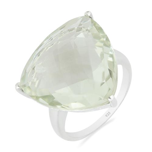 BUY STERLING SILVER GREEN AMETHYST GEMSTONE BIG STONE RING