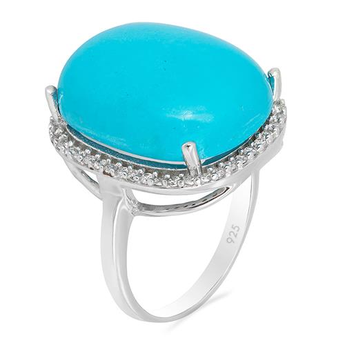 BUY STERLING SILVER SYNTHETIC TURQUOISE GEMSTONE BIG STONE RING