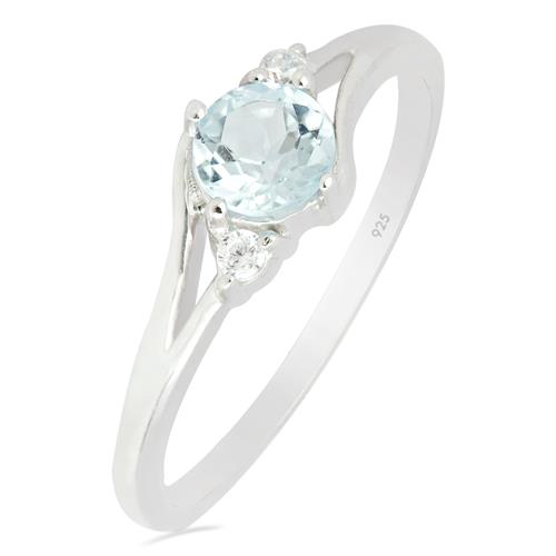 925 SILVER NATURAL SKY BLUE TOPAZ GEMSTONE CLASSIC RING