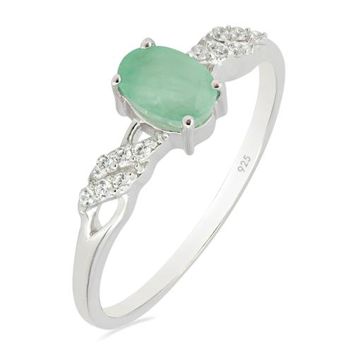 BUY NATURAL EMERALD GEMSTONE CLASSIC RING IN STERLING SILVER