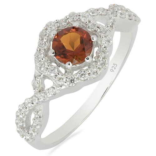 NATURAL MADEIRA CITRINE GEMSTONE HALO RING IN 925 SILVER
