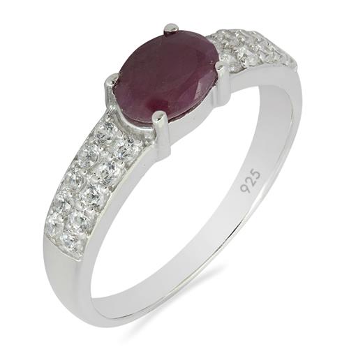 NATURAL RUBY GEMSTONE CLASSIC  RING IN 925 SILVER