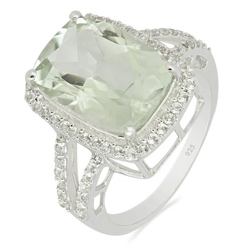 BUY NATURAL GREEN AMETHYST GEMSTONE BIG STONE RING IN 925 SILVER