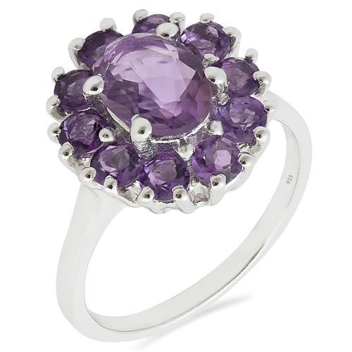 BUY AFRICAN AMETHYST GEMSTONE CLUSTER RING IN STERLING SILVER