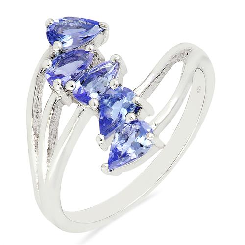 BUY GENUINE TANZANITE MULTI GEMSTONE RING IN 925 SILVER