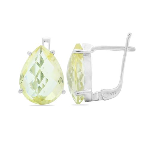 BUY STERLING SILVER NATURAL LEMON TOPAZ SINGLE STONE EARRINGS