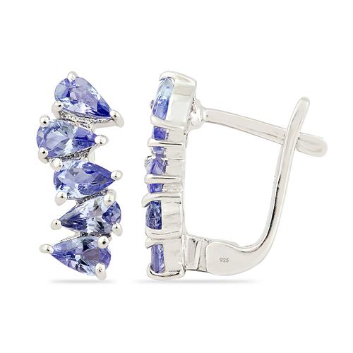 925 SILVER NATURAL TANZANITE MULTI GEMSTONE EARRINGS