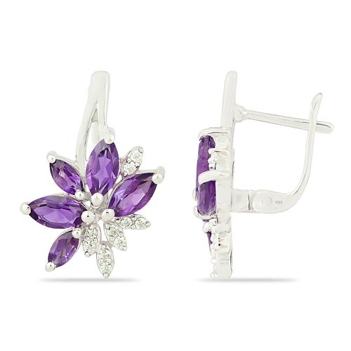 STERLING SILVER NATURAL AMETHYST MULTI GEMSTONE EARRINGS
