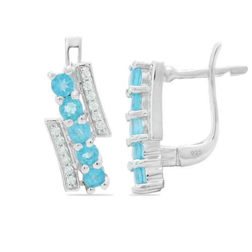 REAL APATITE  MULTI GEMSTONE EARRINGS IN STERLING SILVER