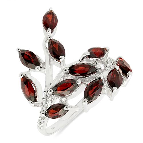 BUY 925 SILVER REAL GARNET GEMSTONE LEAF RING