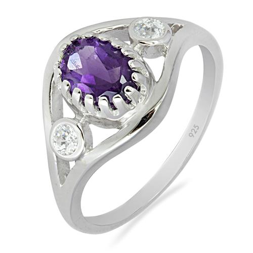 BUY AFRICAN AMETHYST GEMSTONE CLASSIC RING IN 925 SILVER