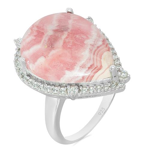  NATURAL RHODOCHROSITE GEMSTONE RING IN 925 STERLING SILVER