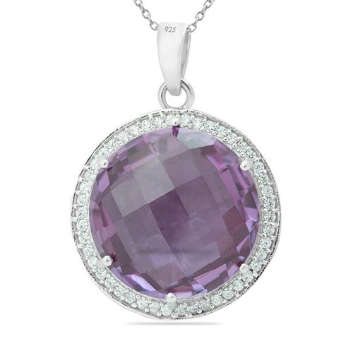 BUY SYNTHETIC ALEXANDRITE GEMSTONE BIG STONE PENDANT IN STERLING SILVER
