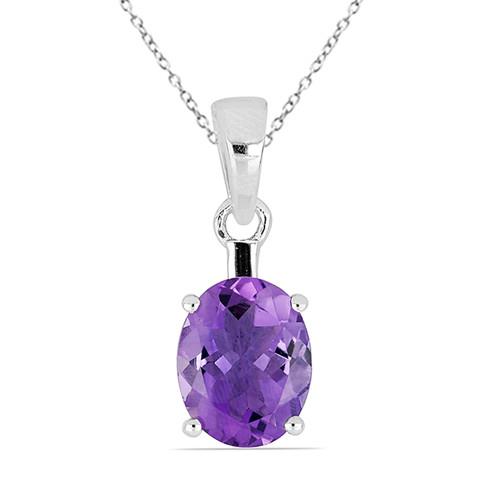 BUY 925 SILVER  BRAZILIAN AMETHYST SINGLE STONE PENDANT