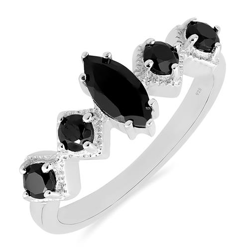 BUY NATURAL BLACK ONYX MULTI STONE RING IN 925 STERLING SILVER