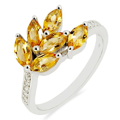 BUY 925 SILVER NATURAL CITRINE GEMSTONE LEAF RING