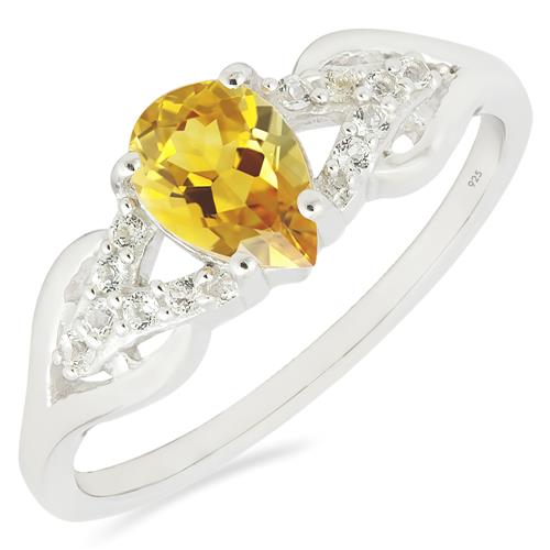 NATURAL CITRINE GEMSTONE CLASSIC RING IN 925 STERLING SILVER 