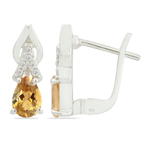 925 STERLING SILVER  NATURAL CITRINE CLASSIC EARRINGS 