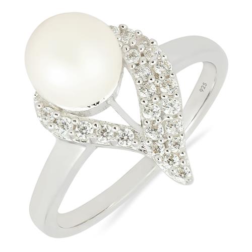 BUY NATURAL PEARL GEMSTONE STYLISH RING IN 925 SILVER