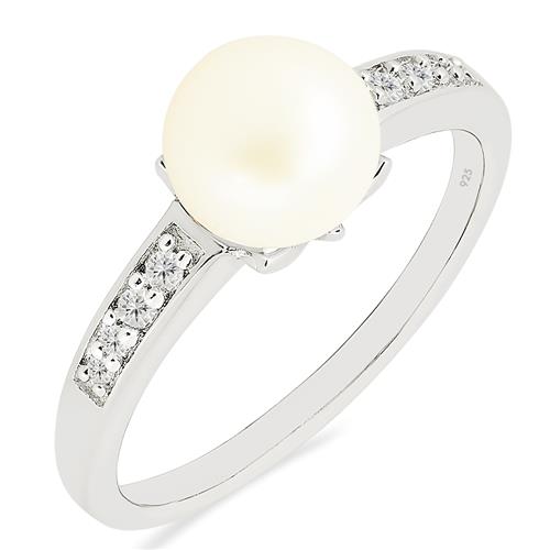STERLING SILVER NATURAL PEARL GEMSTONE  RING