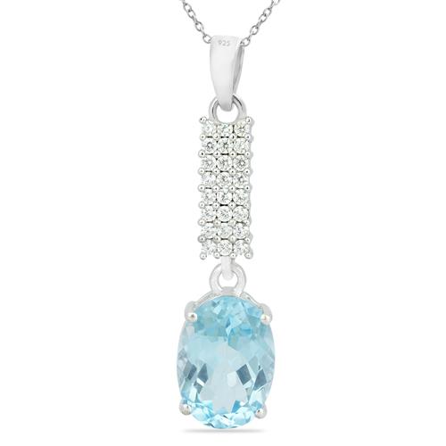 BUY UNIQUE 925 STERLING SILVER NATURAL SKY BLUE TOPAZ GEMSTONE PENDANT