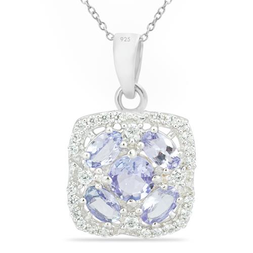 BUY 925 STERLING SILVER NATURAL TANZANITE STONE UNIQUE PENDANT