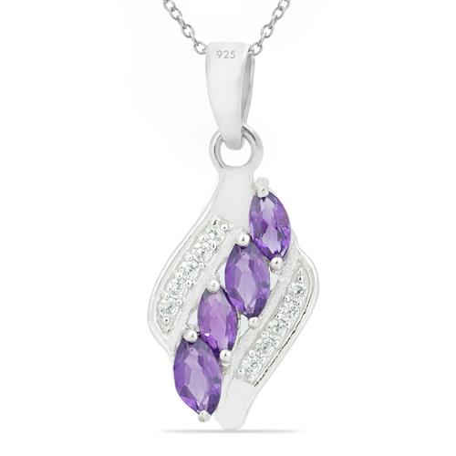 REAL AFRICAN AMETHYST PENDANT IN 925 STERLING SILVER 