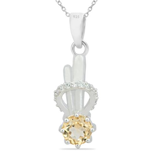 BUY STERLING SILVER NATURAL CITRINE GEMSTONE CLASSIC PENDANT