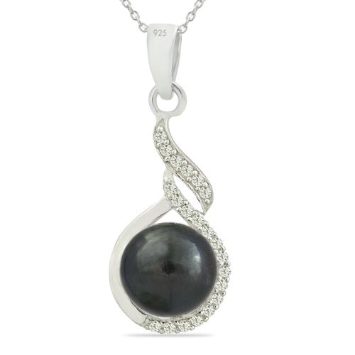 BUY STYLISH BLACK PEARL GEMSTONE  PENDANT IN 925 SILVER