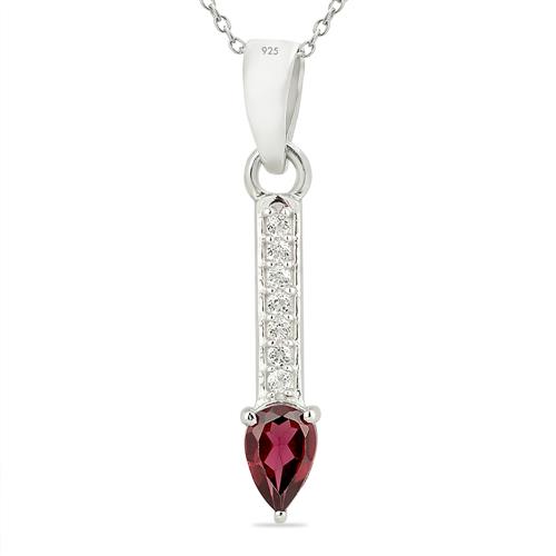 BUY NATURAL  RHODOLITE STONE CLASSIC PENDANT IN 925 SILVER