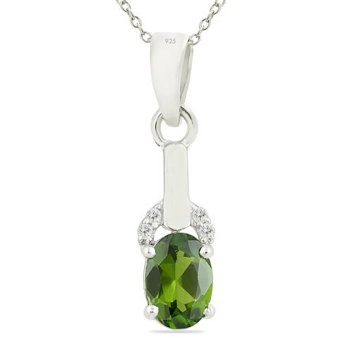 BUY 925 SILVER CLASSIC PENDANT WITH NATURAL CHROME DIOPSIDE GEMSTONE