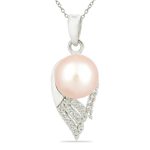 BUY NATURAL PEACH PEARL GEMSTONE PENDANT IN 925 SILVER 