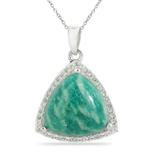 BUY REAL AMAZONITE GEMSTONE BIG STONE PENDANT IN 925 SILVER