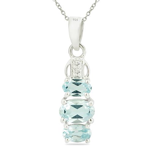 BUY STERLING SILVER NATURAL SKY BLUE TOPAZ STONE STYLISH  PENDANT