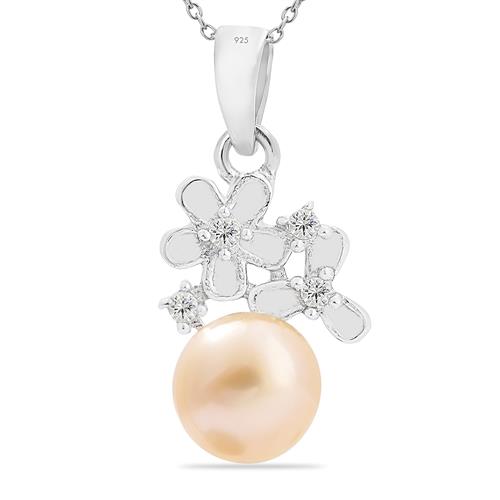 STERLING SILVER NATURAL PEACH FRESHWATER PEARL PENDANT 