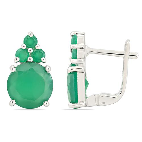 BUY 925 SILVER NATURAL GREEN ONYX MULTI GEMSTONE EARRINGS