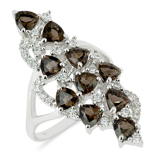 BUY 925 SILVER NATURAL SMOKY GEMSTONE STYLISH RING