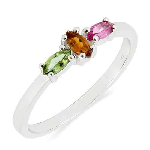 BUY 925 SILVER NATURAL MULTI TOURMALINE GEMSTONE RING