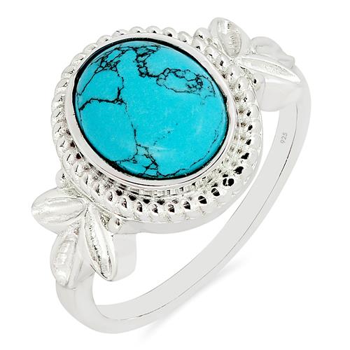 BUY STERLING SILVER SYNTHETIC TURQUOISE GEMSTONE RING