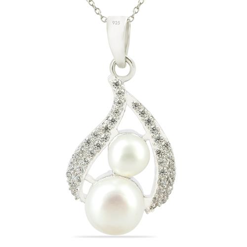 BUY GENUINE WHITE FRESHWATER PEARL GEMSTONE PENDANT IN 925 SILVER