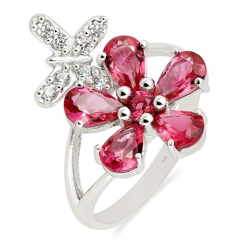 BUY STERLING SILVER NATURAL PINK TOPAZ FLOWER RING