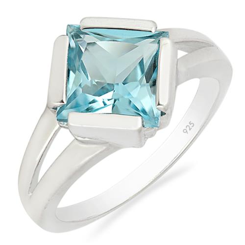 BUY REAL SKY BLUE TOPAZ SINGLE STONE RING IN 925 SILVER