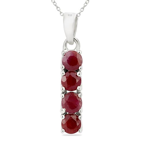 925 STERLING SILVER REAL RUBY MULTI STONE PENDANT 