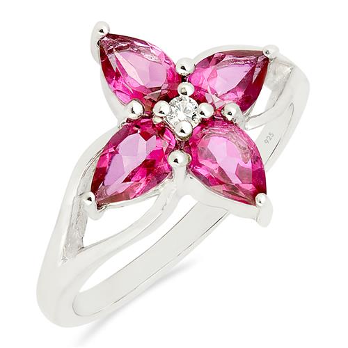 BUY PINK TOPAZ GEMSTONE FLOWER RING IN 925 SILVER