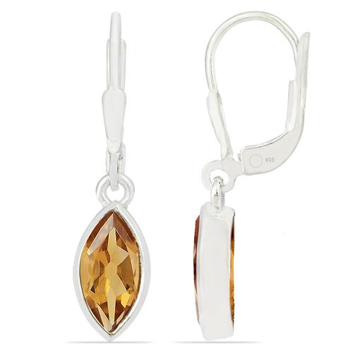 NATURAL CITRINE SINGLE STONE EARRINGS IN 925 STERLING SILVER 