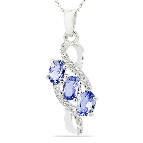 BUY 925 SILVER NATURAL TANZANITE GEMSTONE PENDANT