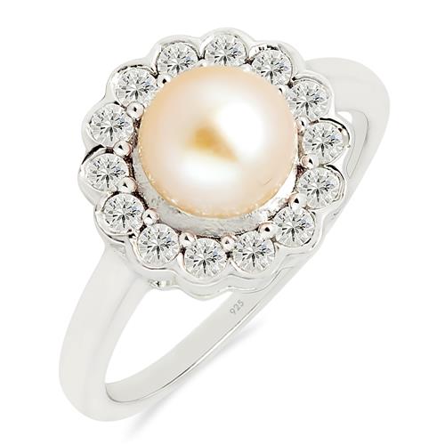 BUY NATURAL PEACH PEARL GEMSTONE RING IN STERLING SILVER