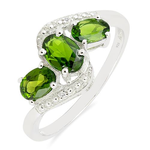 BUY NATURAL CHROME DIOPSITE STYLISH RING IN 925 STERLING SILVER
